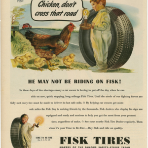 Fisk Tire Company Print Ad - Chicken Don&#039;t Cross That Road