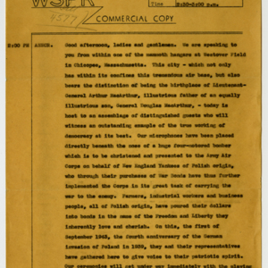 Materials Concerning The Presentation of Six Bombers at Westover Field