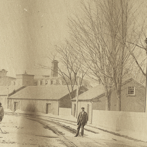 A winter scene in Cabotville by Dwight Mill Worker Housing
