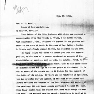 Hon. James L. Davenport&#039;s Letter to Hon. S.W. McCall