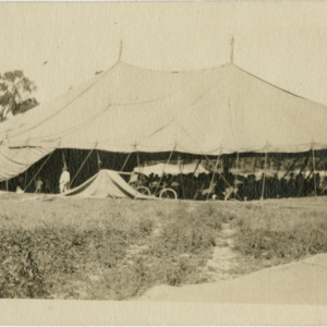 Tent and workers