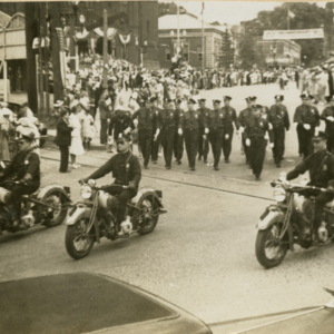Springfield Police Department motorcycles and patrolmen.