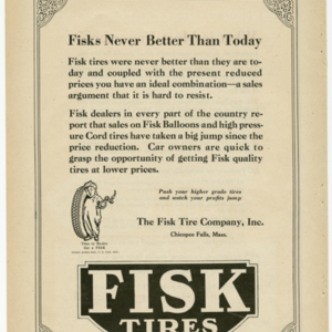 Fisk Tire Company Print Ad - Fisks Never Better Than Today