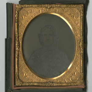 Cased Ambro-type of an unidentified woman from the Taylor Family.