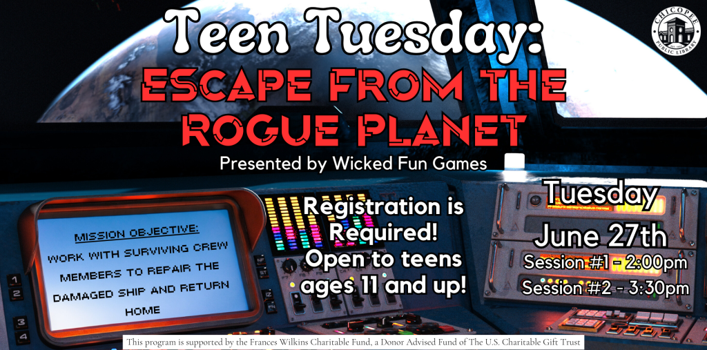 Teen Tuesday: Escape Room event on June 27th