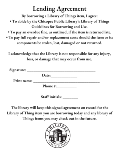 Library of Things Lending Argreement and User Guidelines
