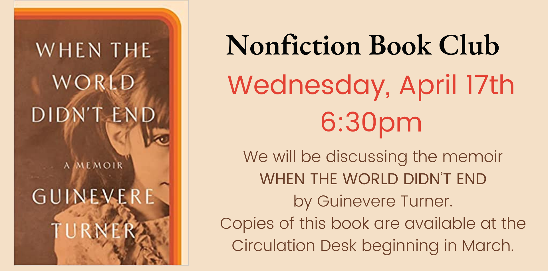When the world didn't end - april 2024 non-fiction book club wednesday april 17 at 6:30