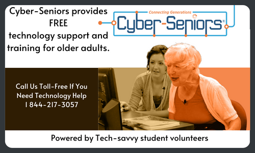 Cyber-Seniors provides FREEtechnology support and training for older adults. Call Us Toll-Free If You Need Technology Help1 844-217-3057