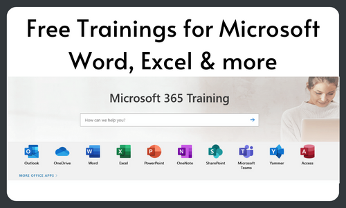 free trainings for Microsoft word, excel & more 
