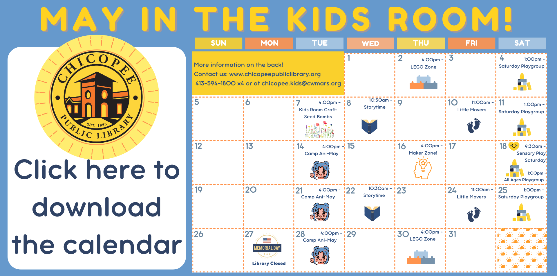 MAY IN THE KIDS ROOM. CLICK HERE TO DOWNLOAD THE CALENDAR