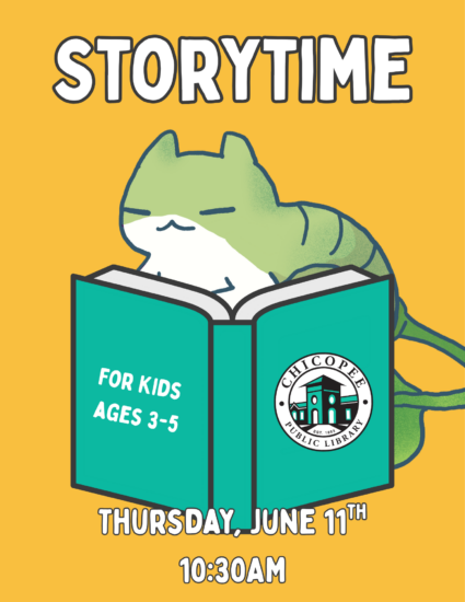 Storytime for kids ages 3-5 thursday, june 11 at 10:30am
