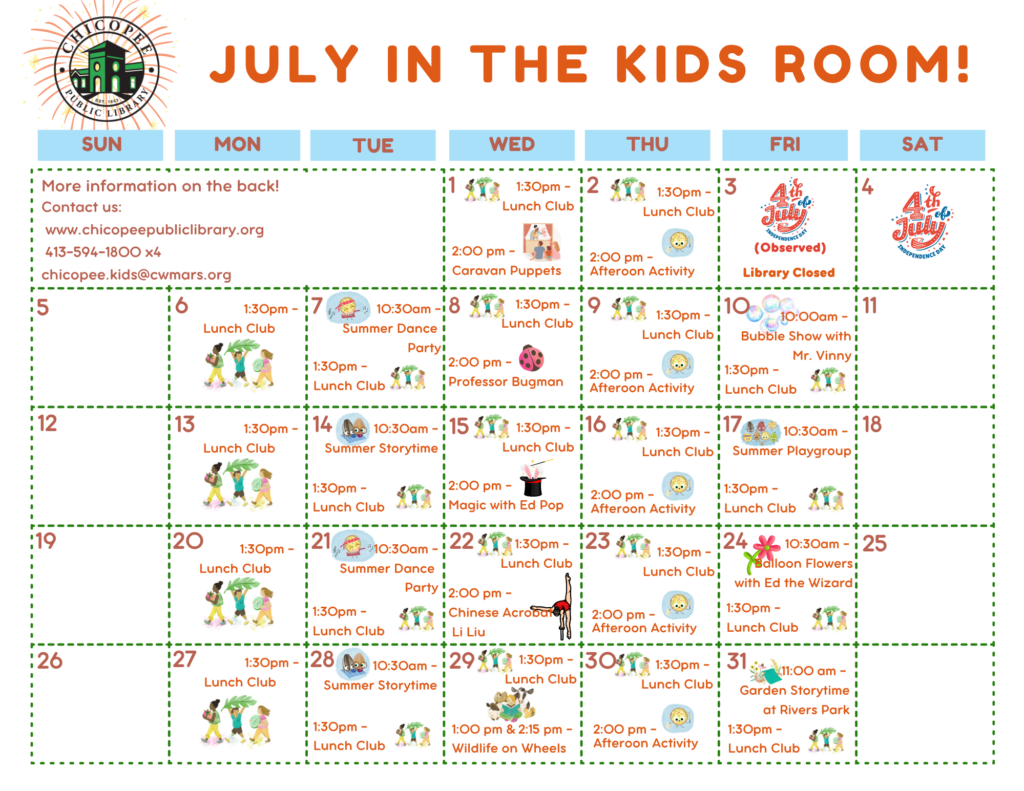 July in the kids room! view the events calendar.